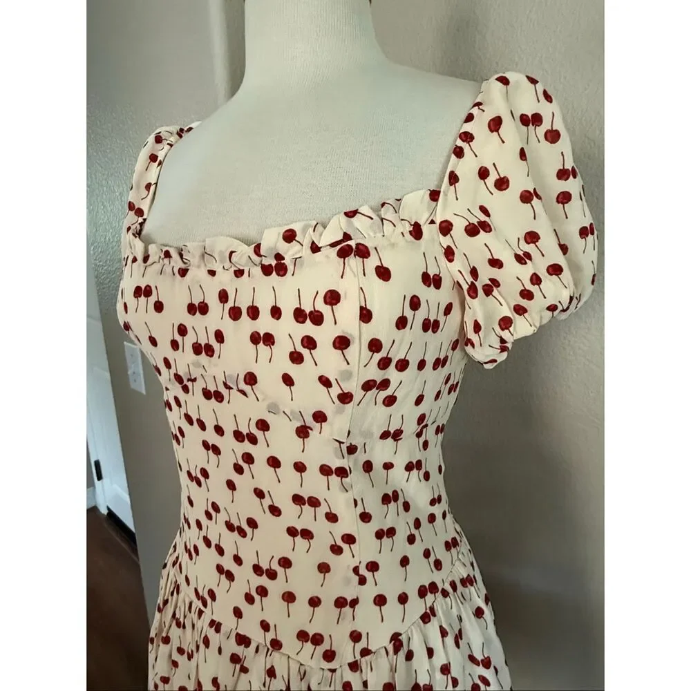 NWT Reformation x Anthropologie Womens Cherry Davonne Mini Dress Cream Sz 8 - Picture 10 of 16